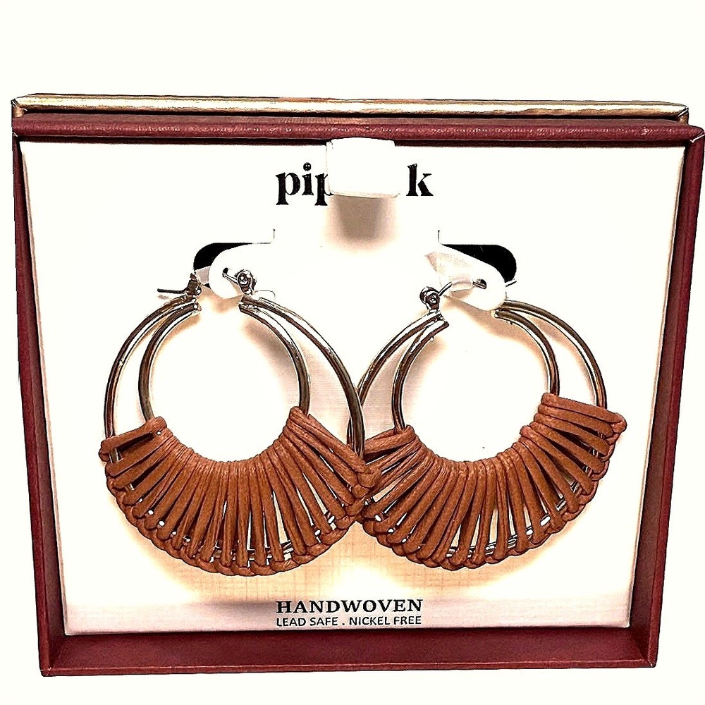 PIPER K Hand Woven Gold‎ Hoop Drop Ear
